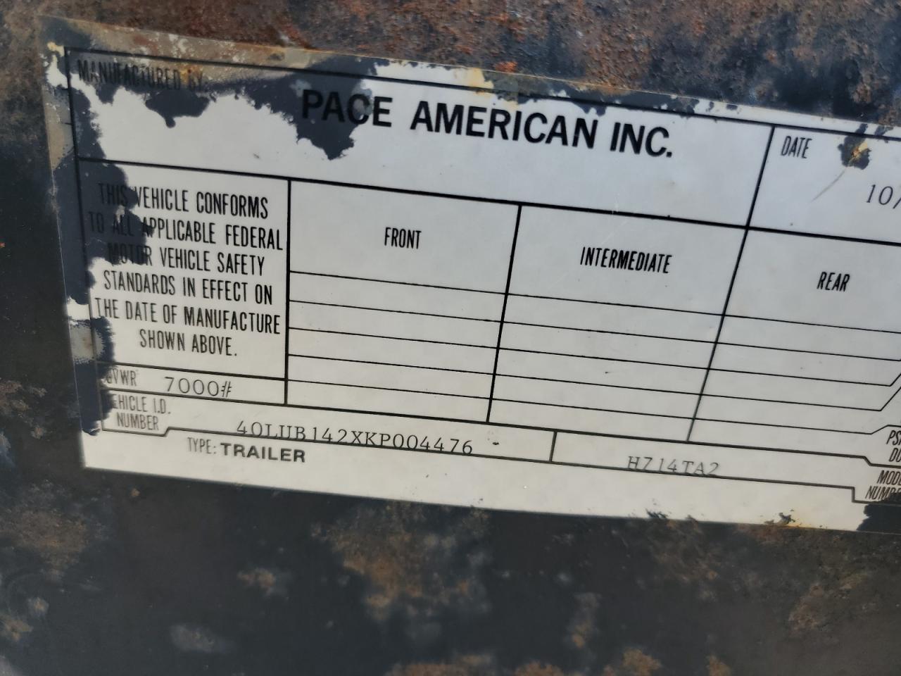 1989 Pacearican 1989 Pace American H714TA2 Enclosed Cargo Trailer