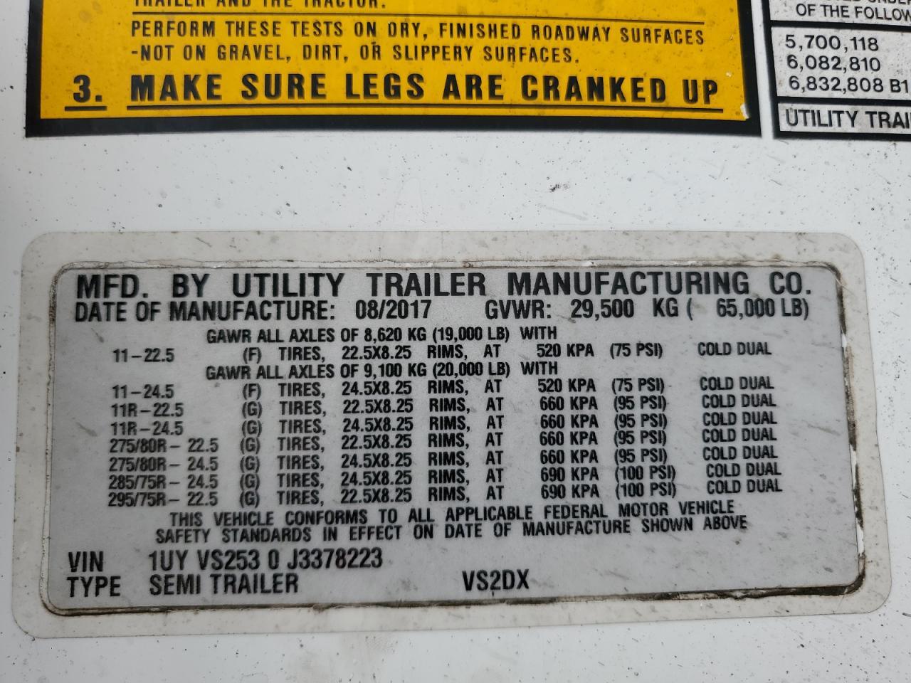 2018 Utility VS2DX DRY Van Trailer