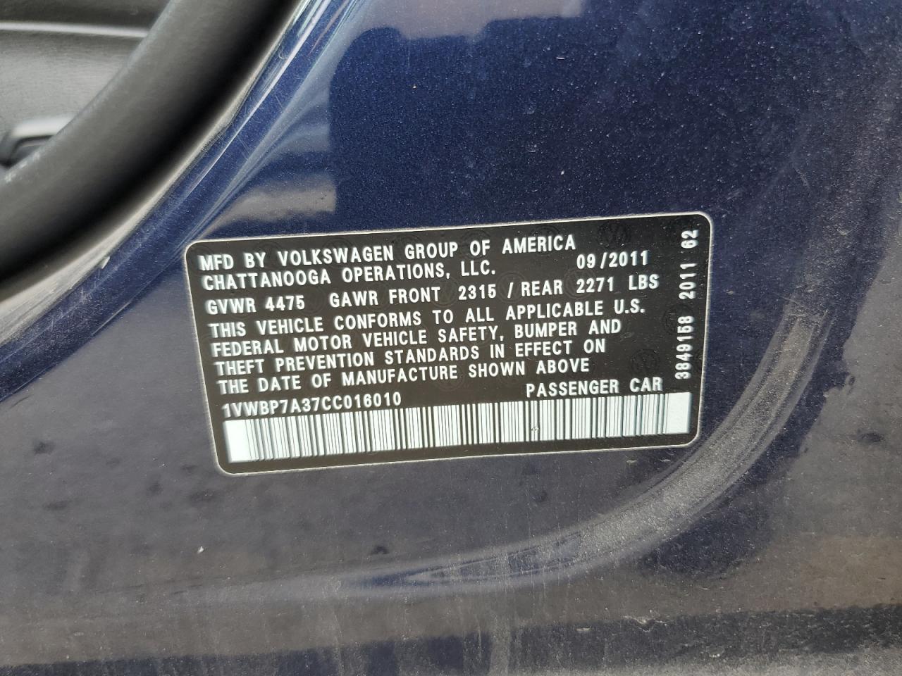 2012 Volkswagen Passat se