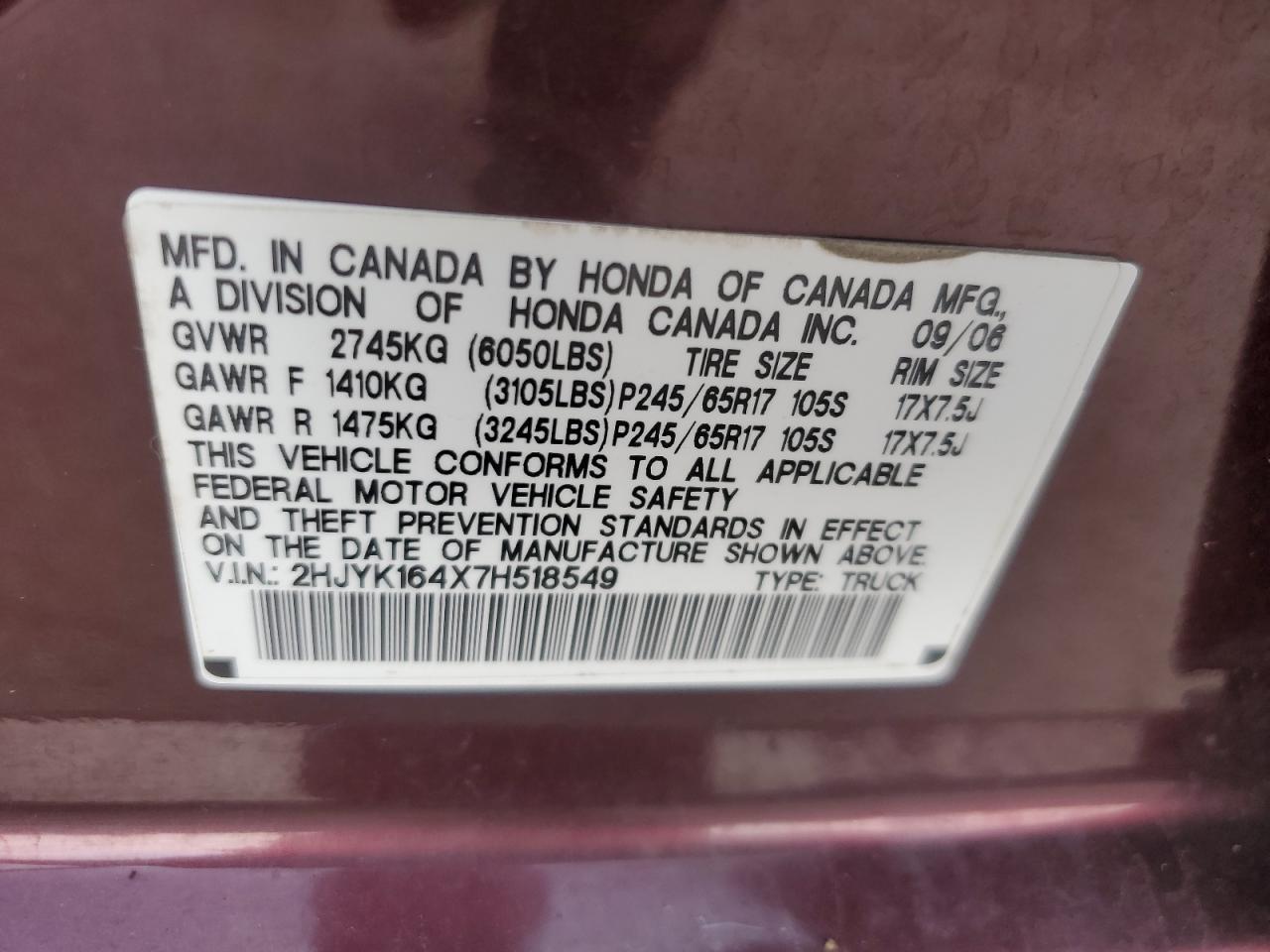 2007 Honda Ridgeline RTS