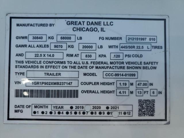 2021 Great Dane CCC-9914-01099 DRY Van Trailer