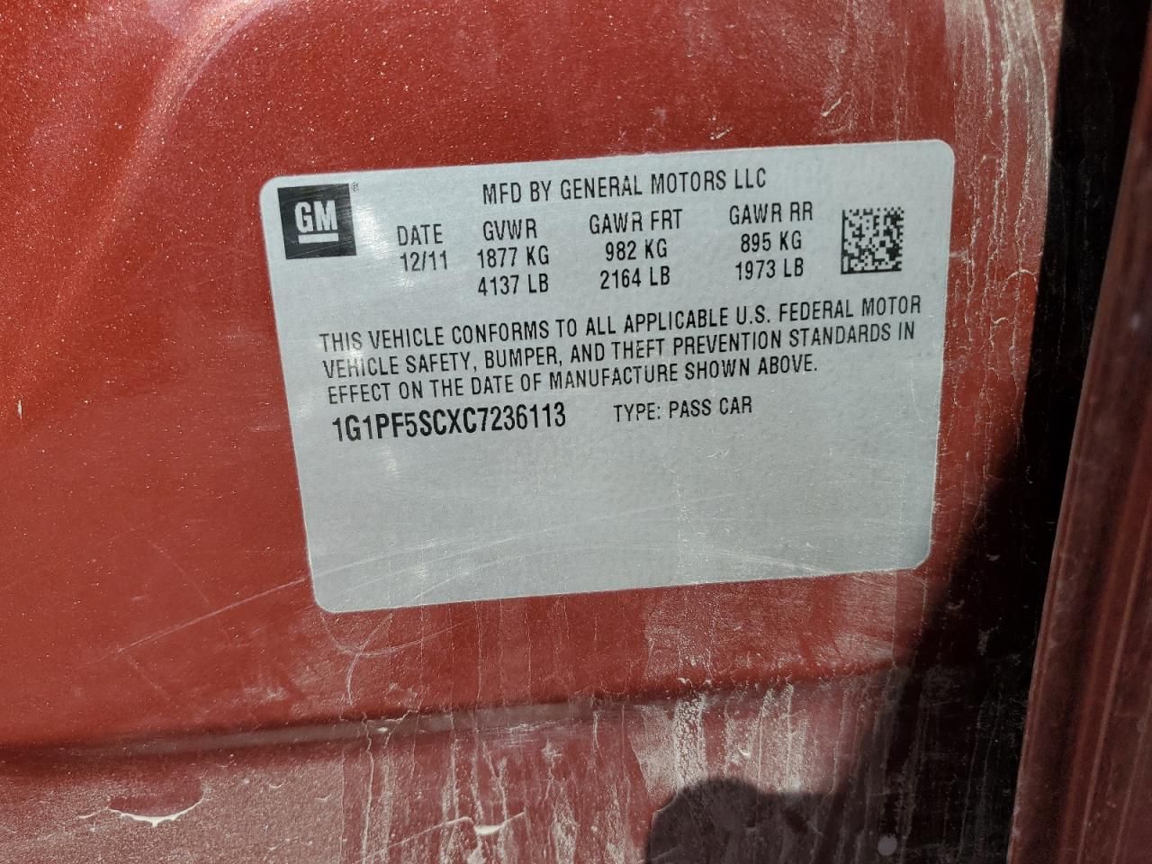 2012 Chevrolet Cruze lt