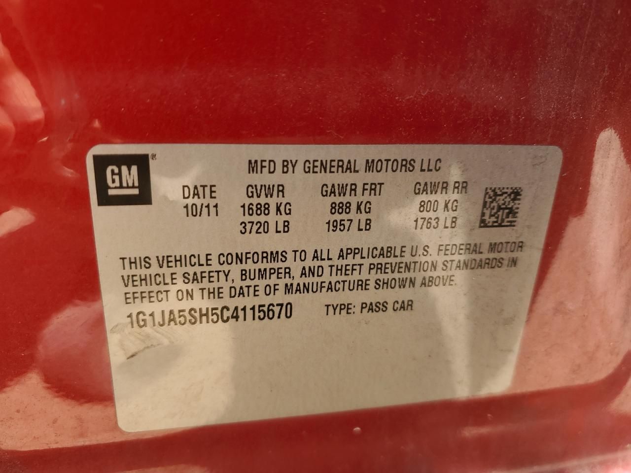 2012 Chevrolet Sonic ls