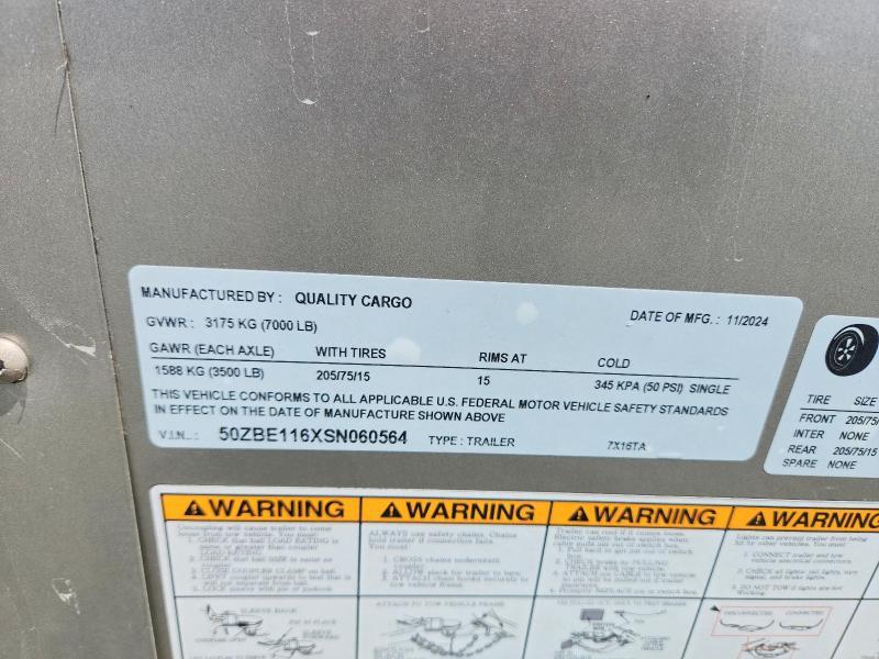 2025 Quality Cargo 2024 Quality Cargo 7X16TA Enclosed Cargo Trailer