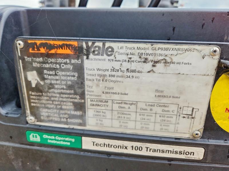 2018 Yale GLP030VXNRSV062 Forklift
