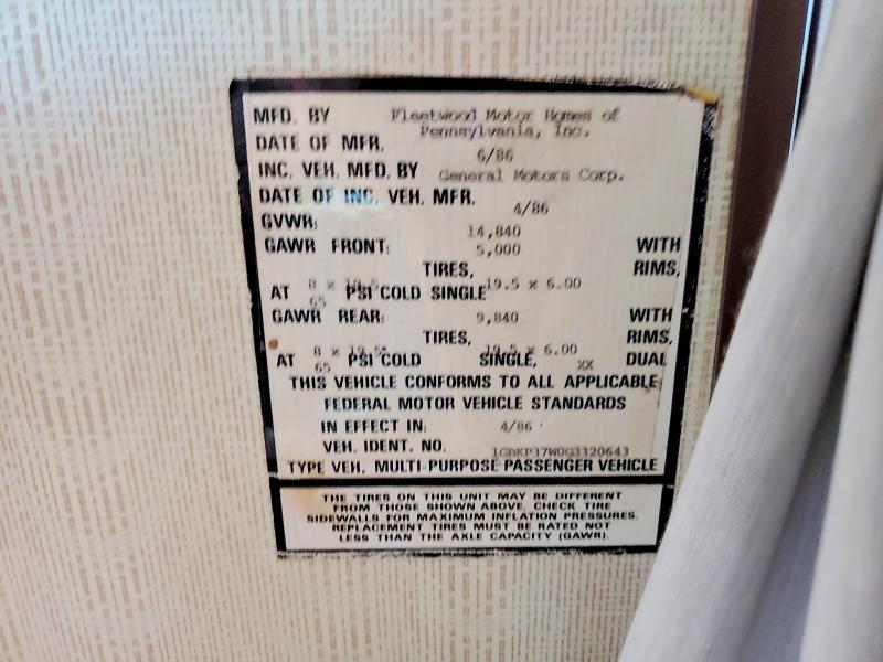 1986 Chevrolet P Series Recreational Vehicle
