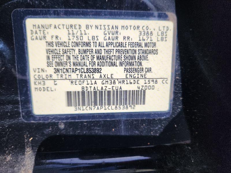 2012 Nissan Versa 1.6 s