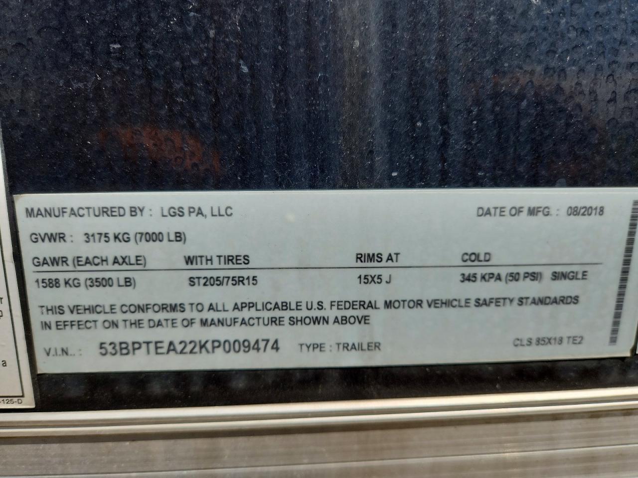 2019 LGS 2018 LGS CLS 85X18 TE2 Enclosed Cargo Trailer