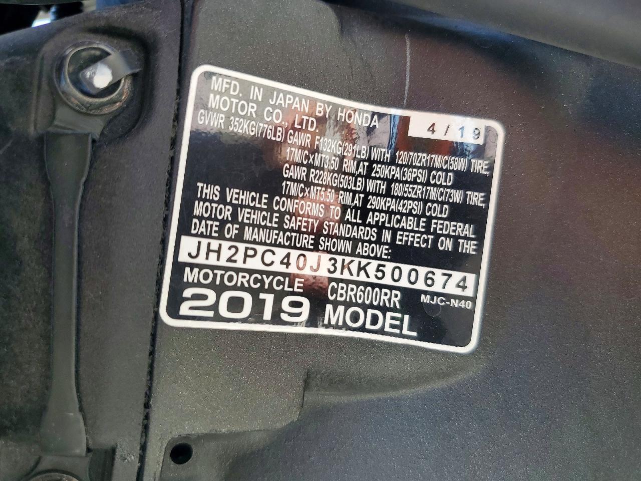 2019 Honda CBR600 RR
