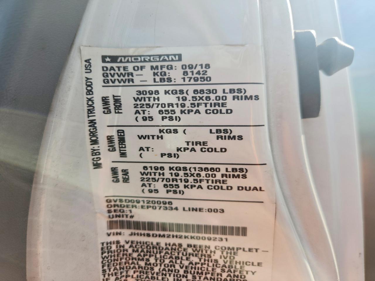 2019 Hino 195DR BOX Truck