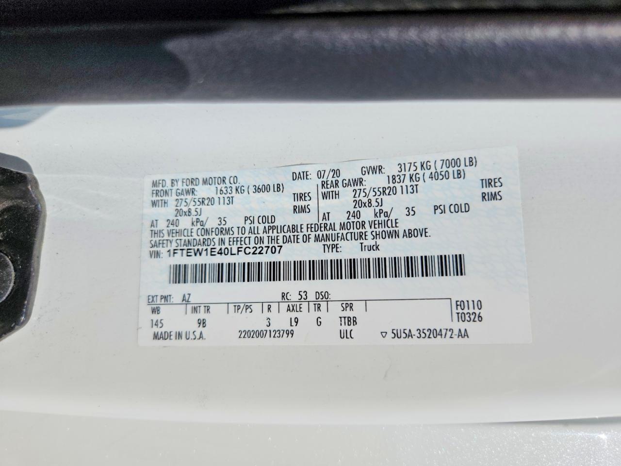2020 Ford F150 Supercrew