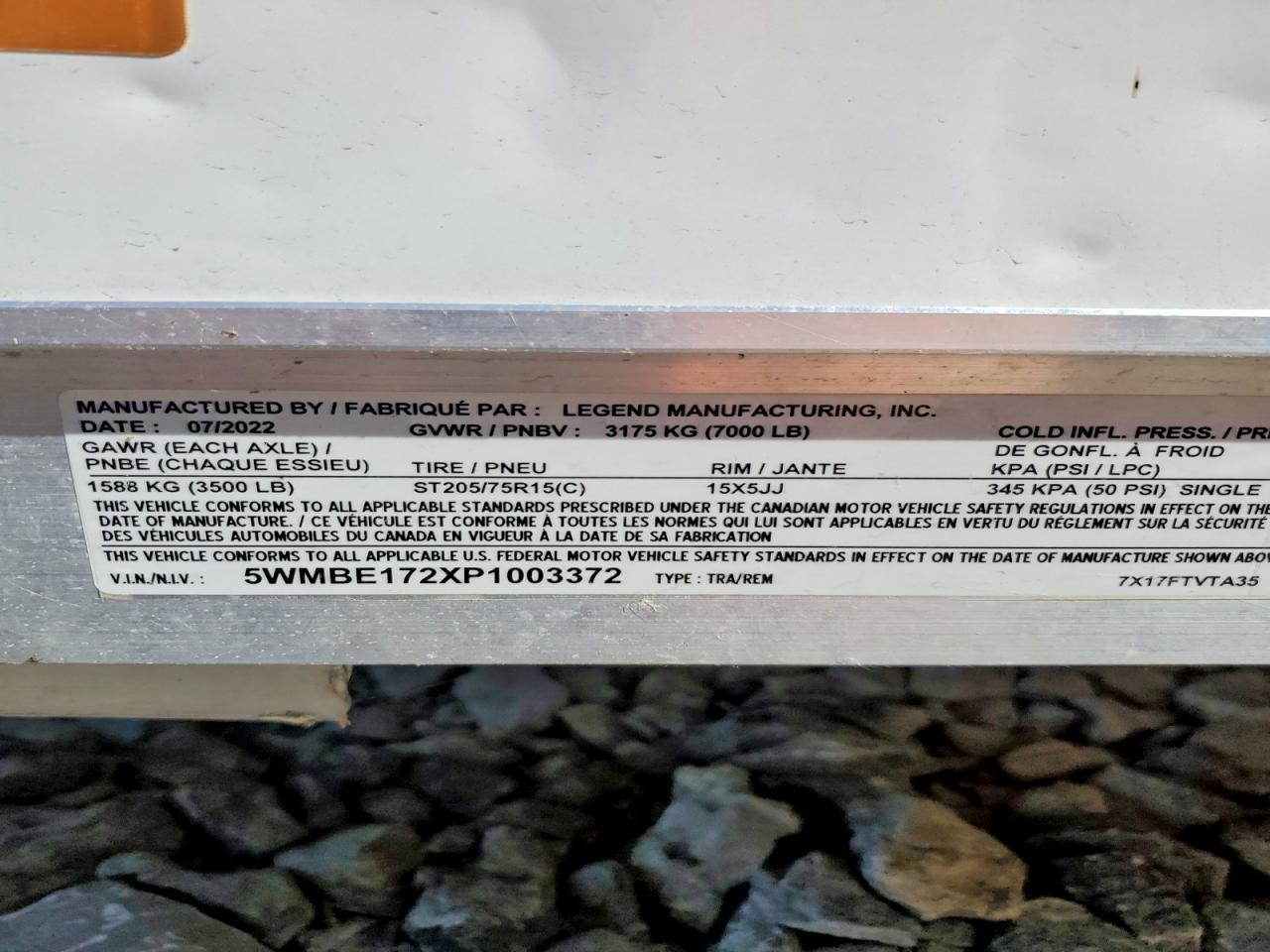 2023 Legend Manufacturing 7X17TVTA35 Enclosed Cargo Trailer