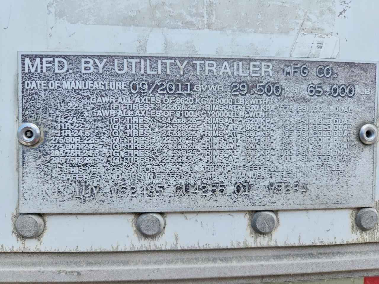 2012 Utility VS2RA Refrigerated Van Trailer