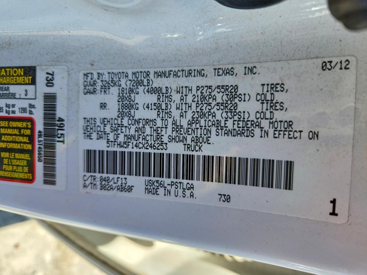 2012 Toyota Tundra Crewmax Limited