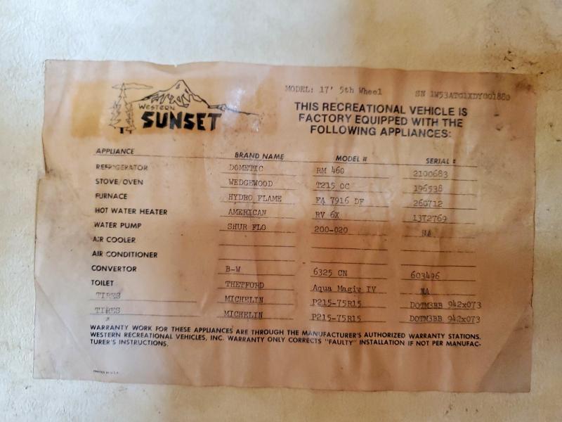 1983 Sunset Alpenlite Camper
