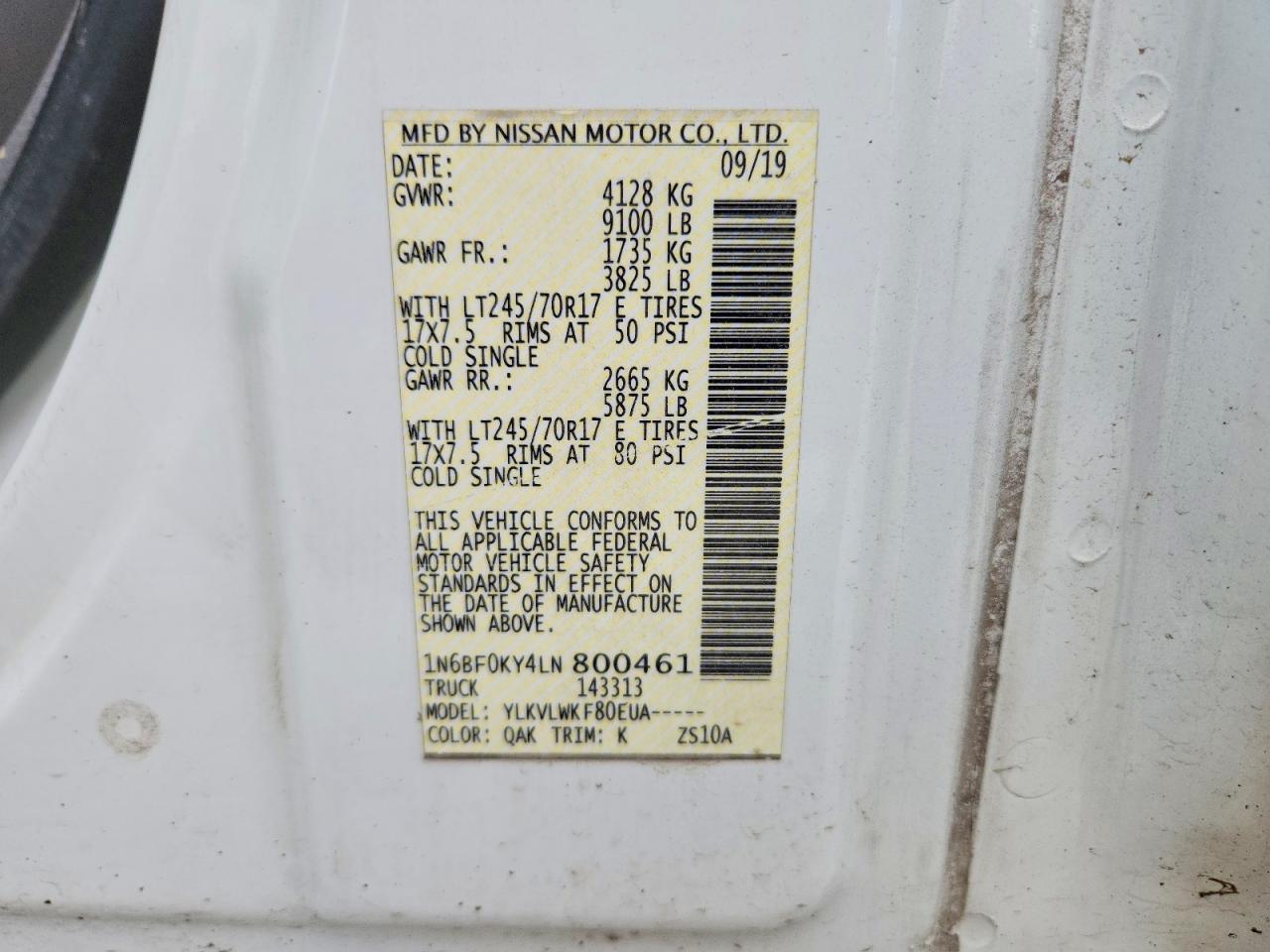 2020 Nissan NV 2500 HD S