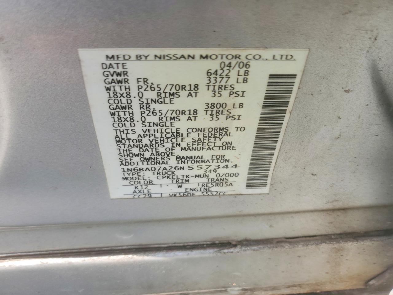 2006 Nissan Titan XE FFV