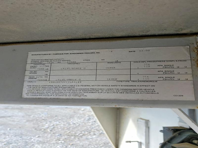 2001 Sundowner Owner CD-229 Horse Trailer