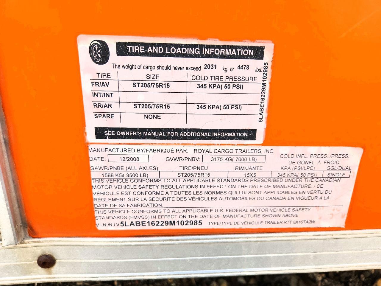 2009 Royl Cargo 10 / Cargo Trailer