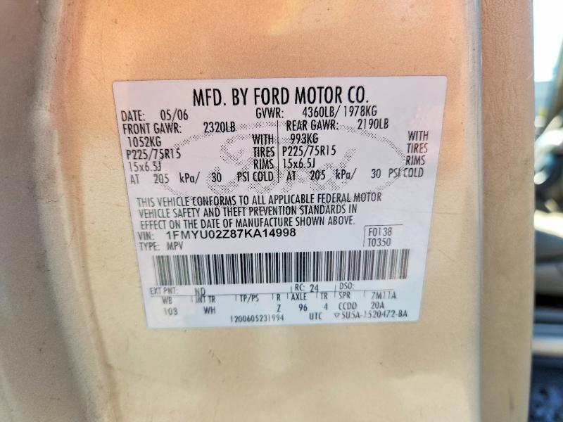 2007 Ford Escape xls