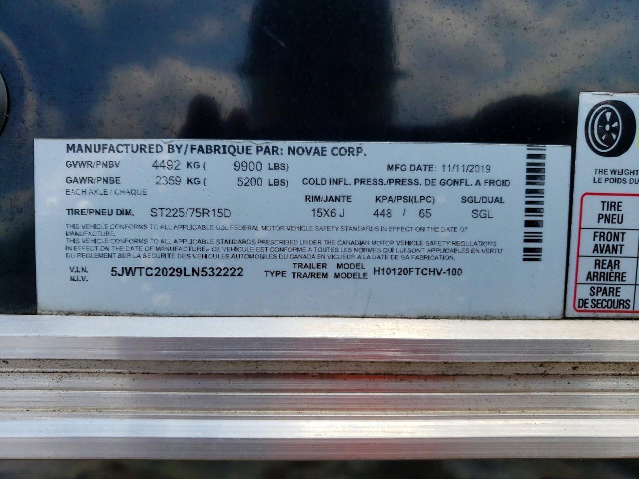2020 H & H H10120FTCHV-100 Enclosed Cargo Trailer