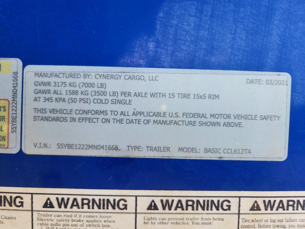 2021 Cyen 2021 Cynergy Cargo Basic CCL612TA Enclosed Cargo T