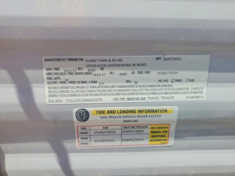 2022 Sunset Par 2022 Sunsetpark SUN-LITE Camper