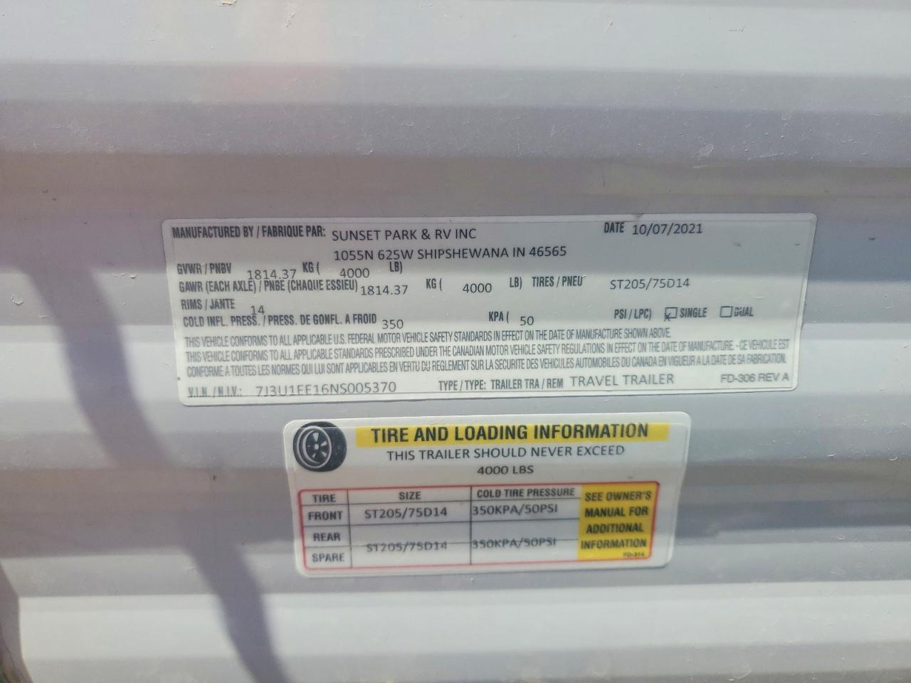 2022 Sunset Par 2022 Sunsetpark SUN-LITE Camper