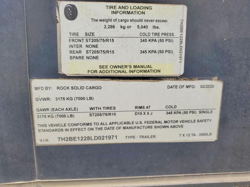 2022 Rock Solid Carg O 7X12TA Enclosed Cargo Trailer