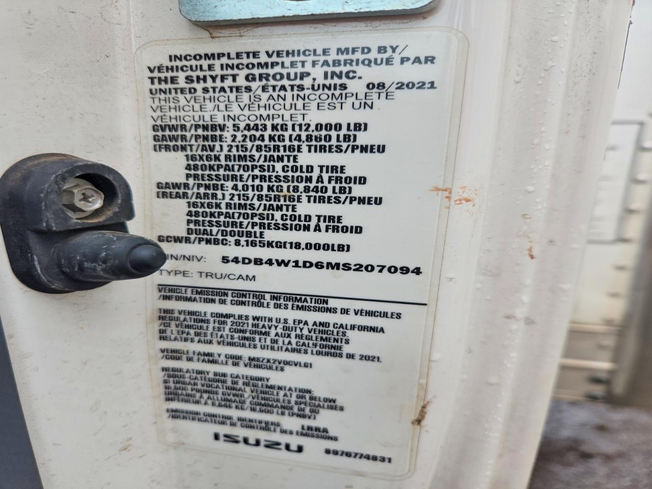 2021 Isuzu NPR BOX Truck