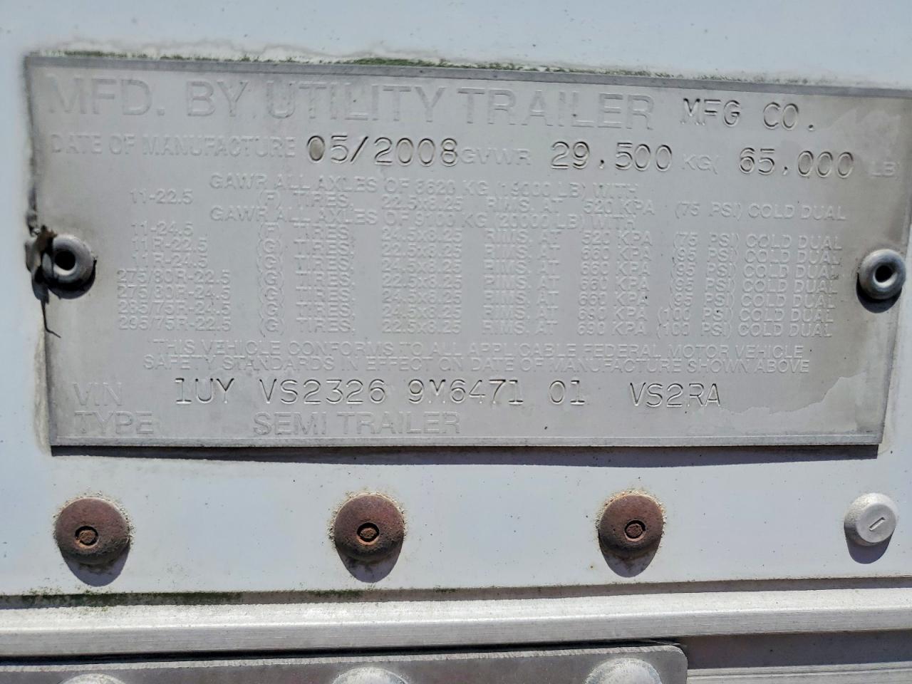 2009 Utility ITY VS2RA Refrigerated Van Trailer