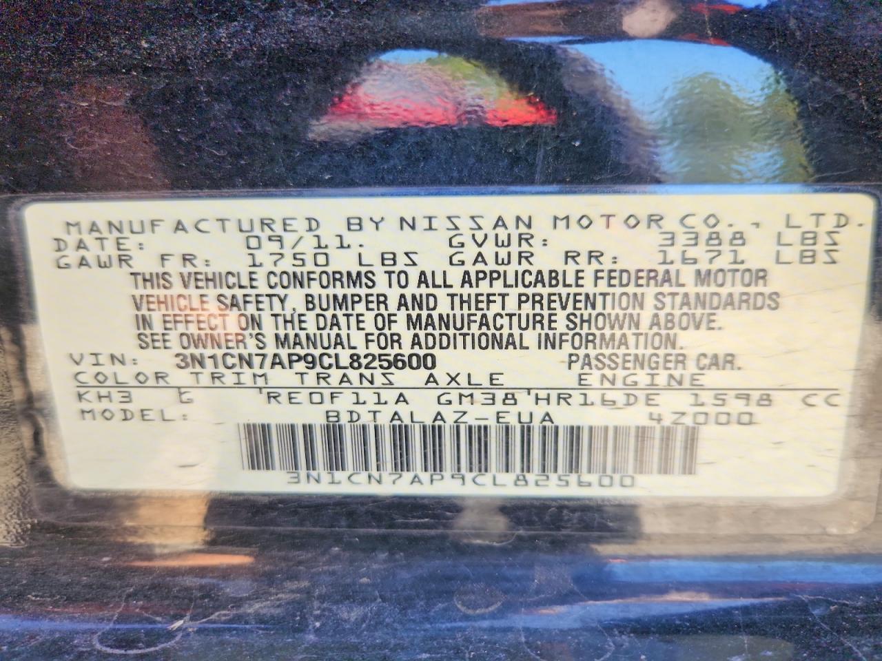 2012 Nissan Versa 1.6 s