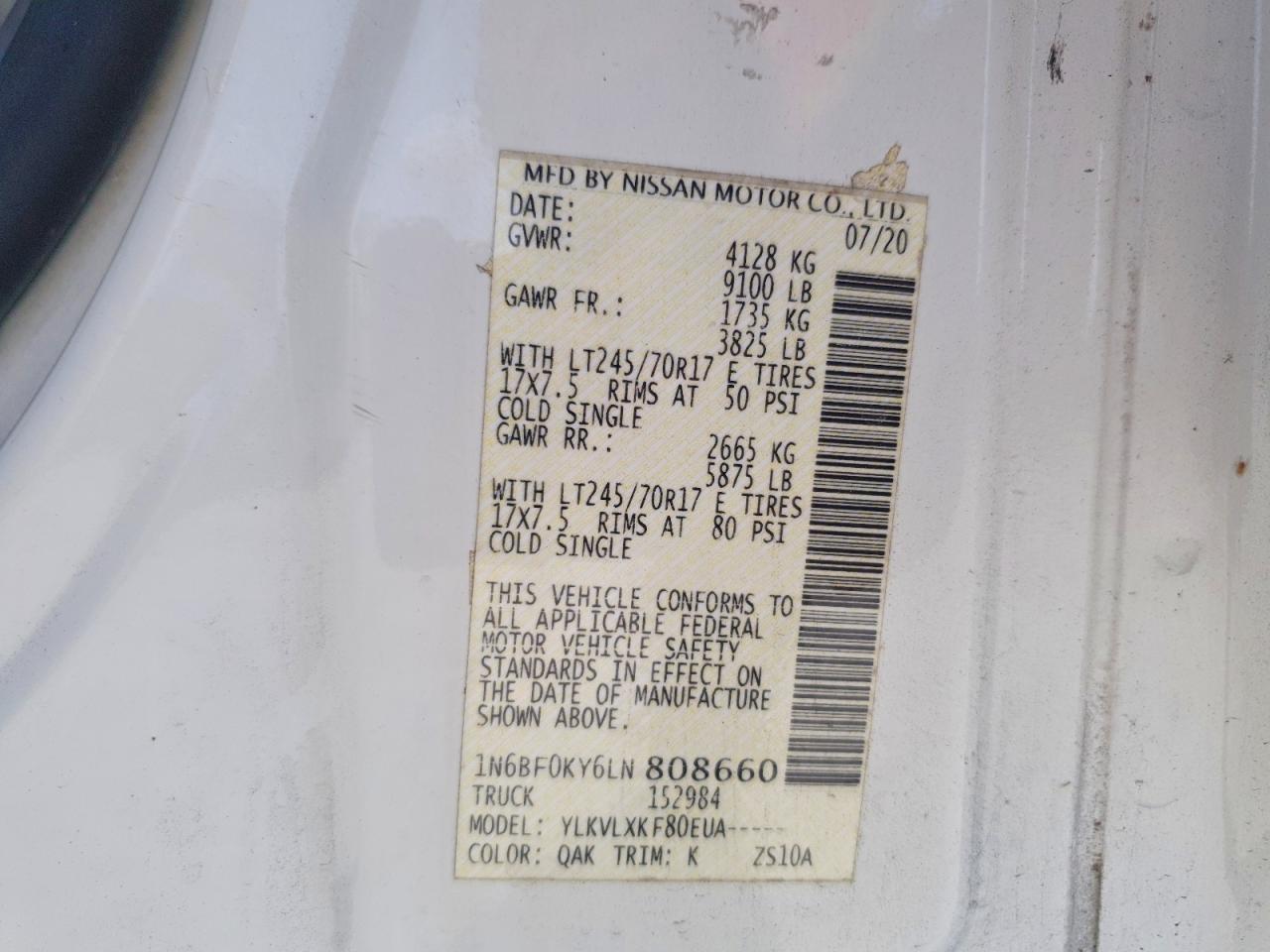 2020 Nissan NV 2500 HD SV