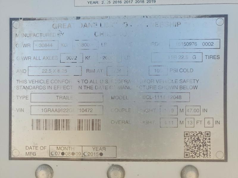 2016 Great Dane Reefer Trlr-refrigerated van Trailer