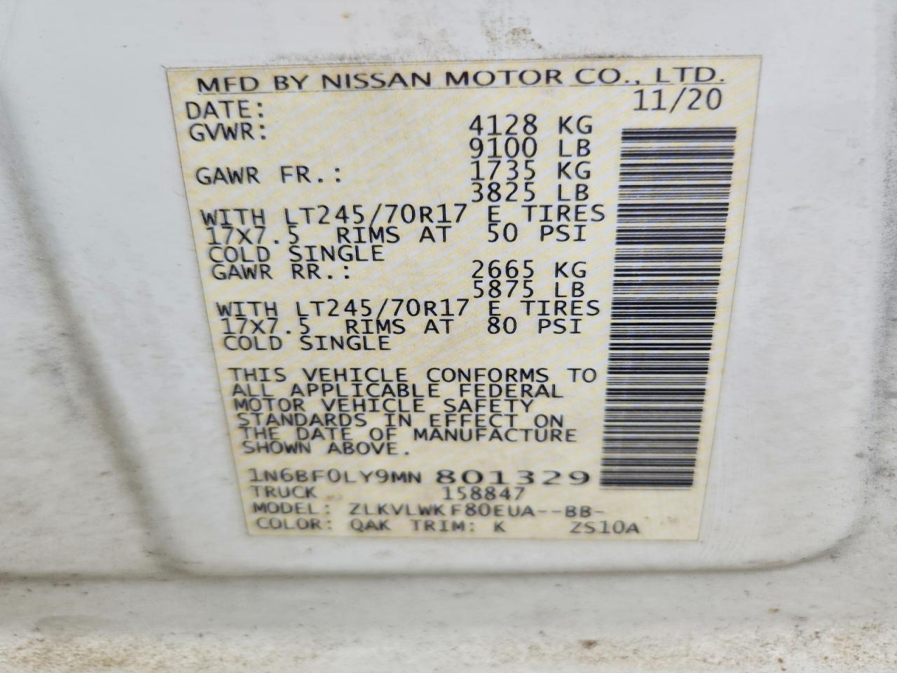 2021 Nissan NV 2500 HD S