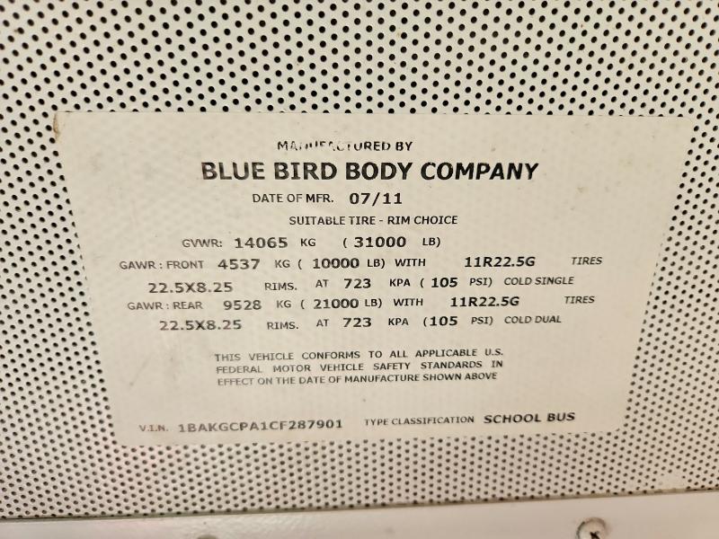 2012 Bluebird BB Conventional School Bus
