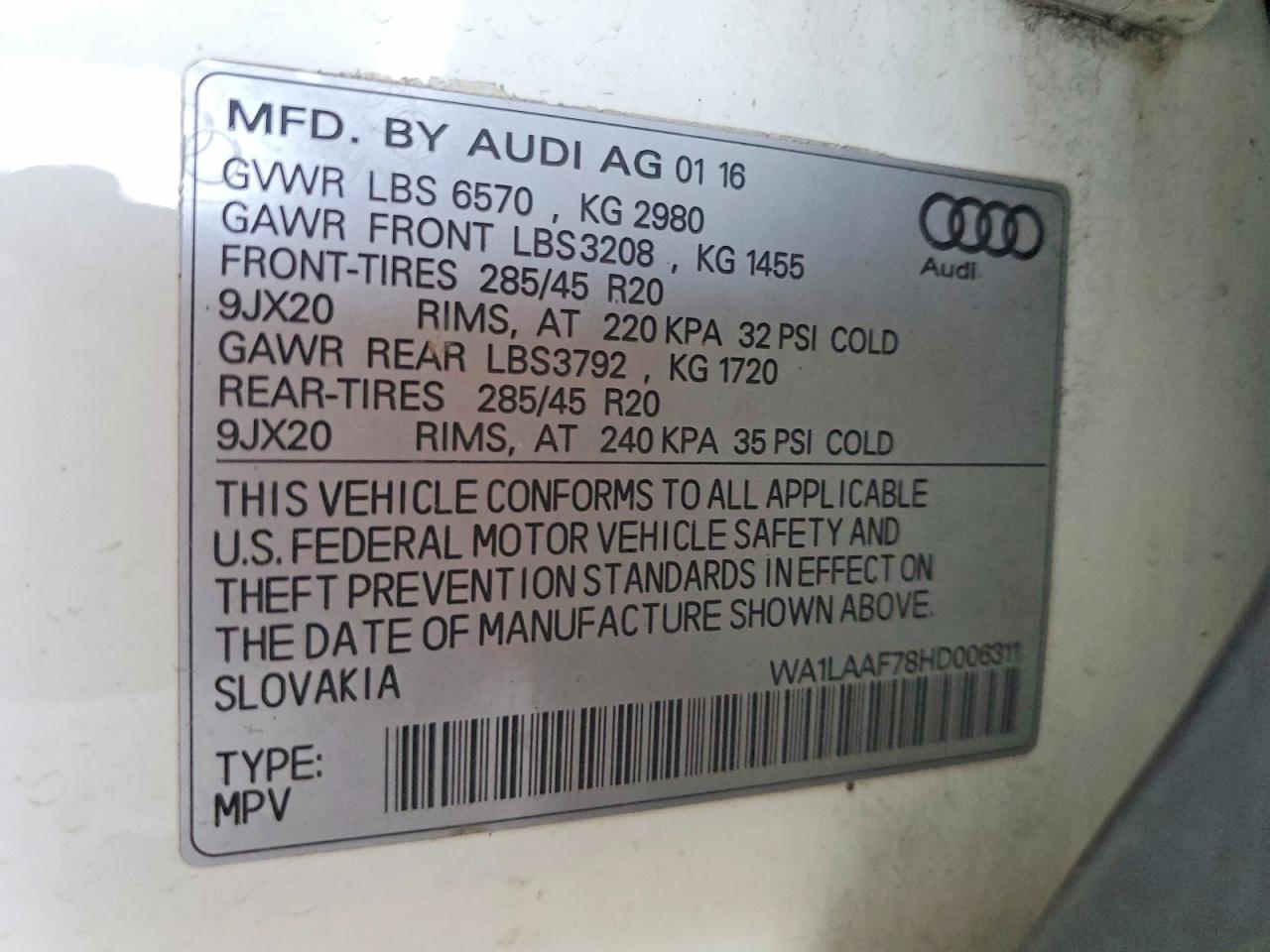 2017 Audi Q7 Premium Plus