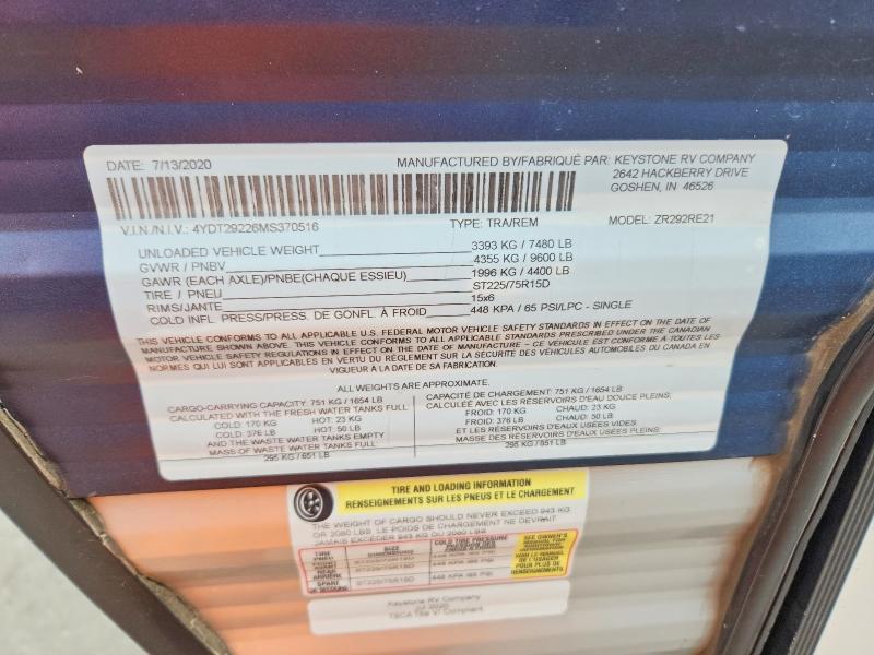2021 Crossroads Rv Zinger Series M-292