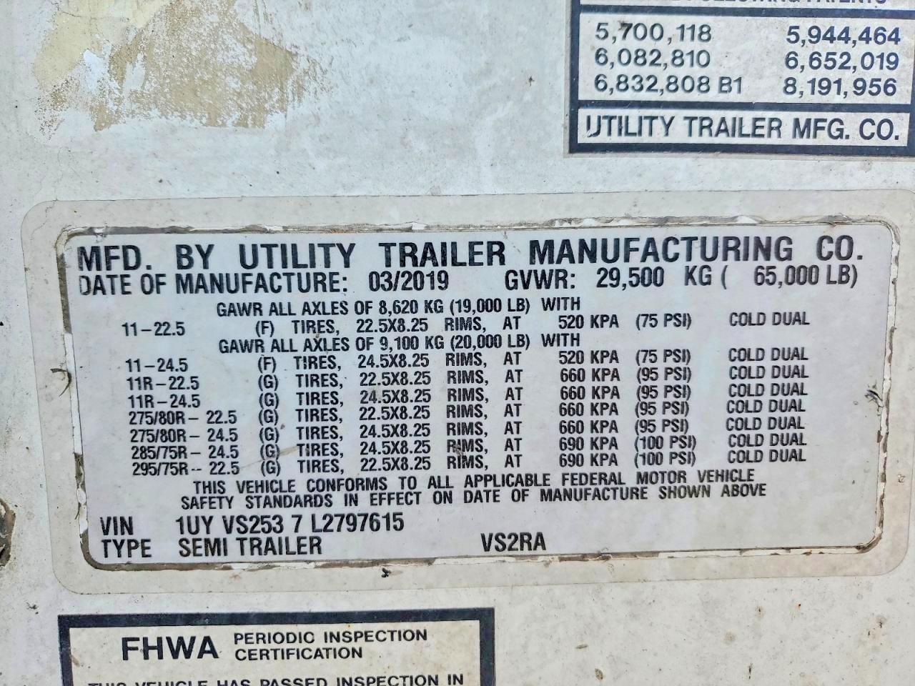 2020 Utility VS2RA Refrigerated Van Trailer