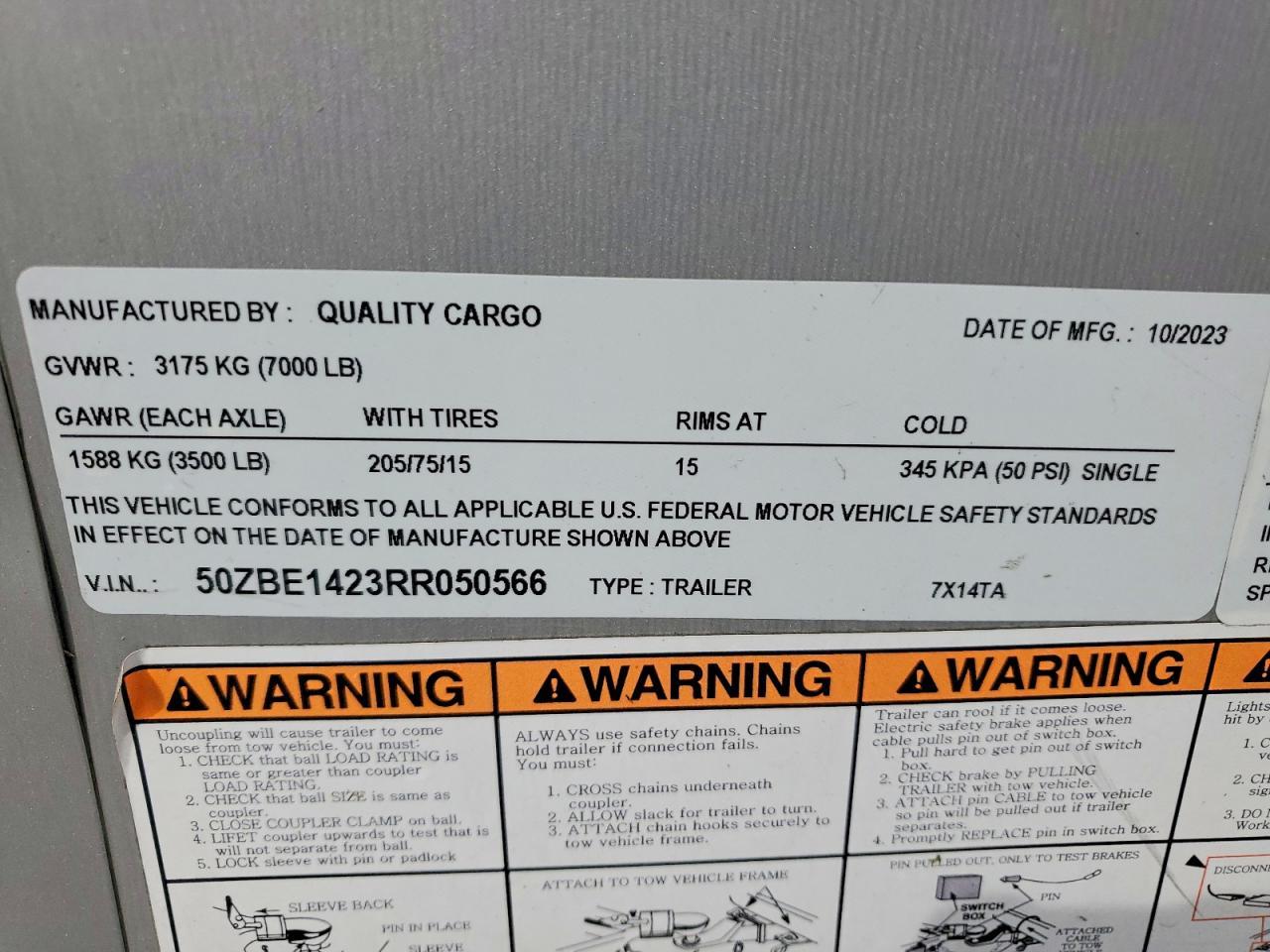 2024 Quality Cargo 7X14TA Enclosed Cargo Trailer