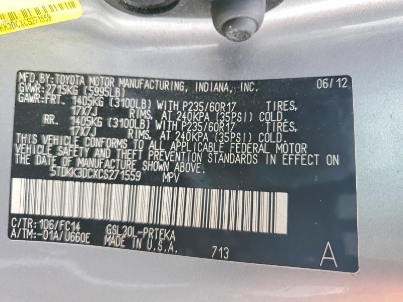 2012 Toyota Sienna le