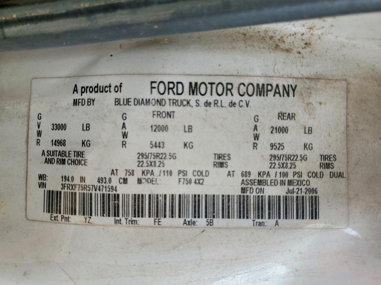 2007 Ford F750 Super Duty Bucket Truck