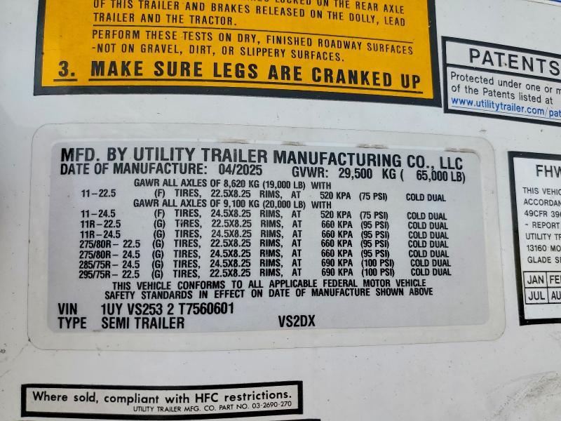 2026 Utility VS2RA DRY Van Trailer