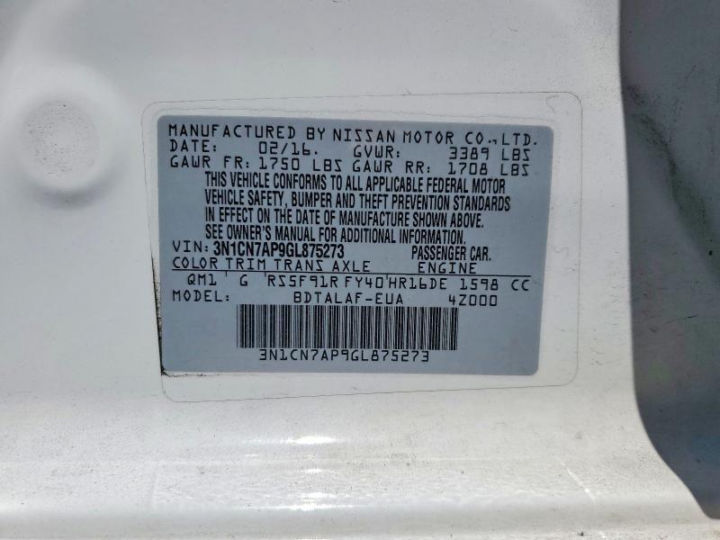 2016 Nissan Versa 1.6 s