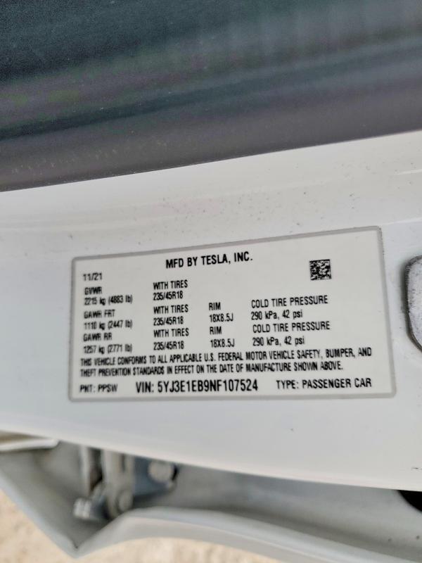 2022 Tesla Model 3