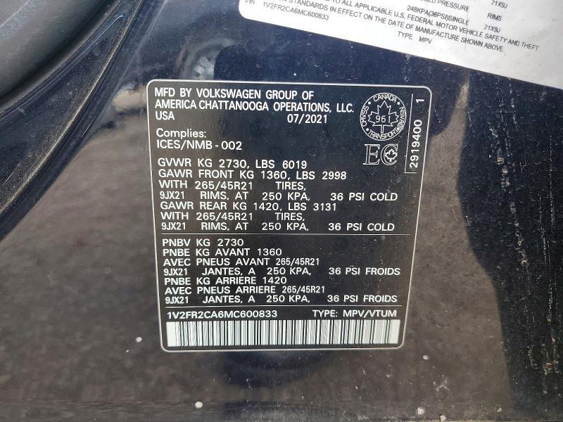 2021 Volkswagen Atlas sel Premium R-line