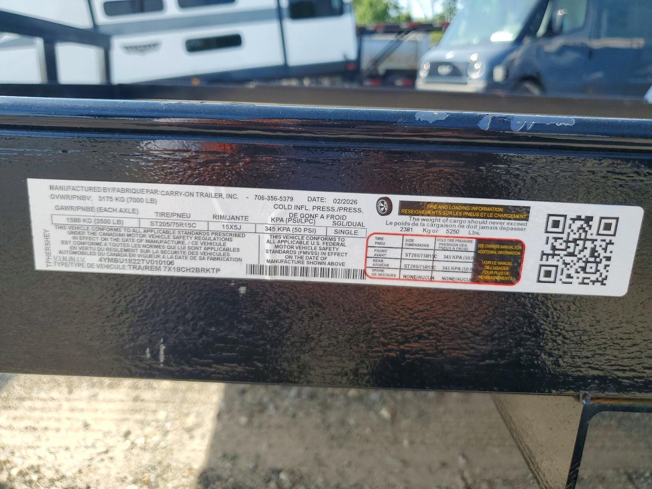 2026 Interstate 7X18CH2BRKTP Equipment Trailer
