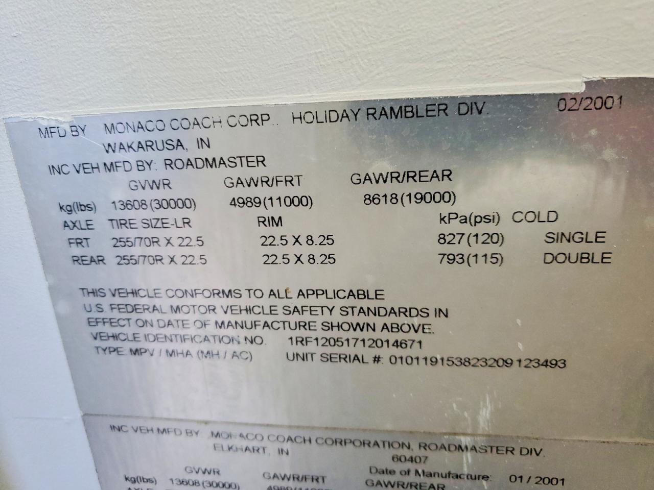 2001 Holiday Rambler Endeavor RV