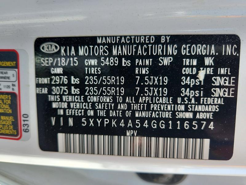 2016 KIA Sorento sx V6