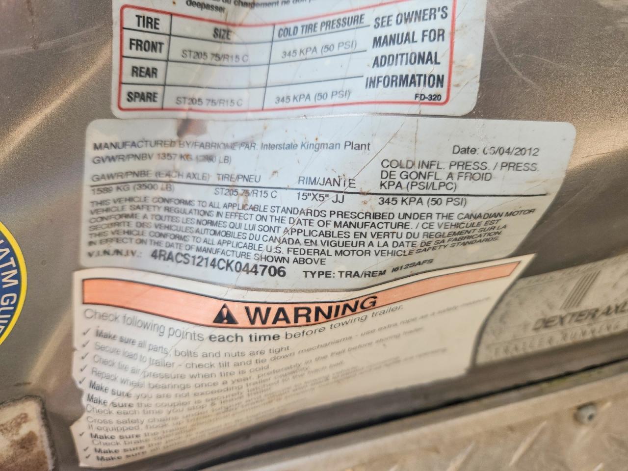 2012 Interstate I612SAFS Enclosed Cargo Trailer